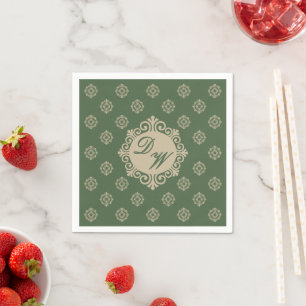 Servilleta De Papel Estampado geométrico de roseta de foulard, verde s