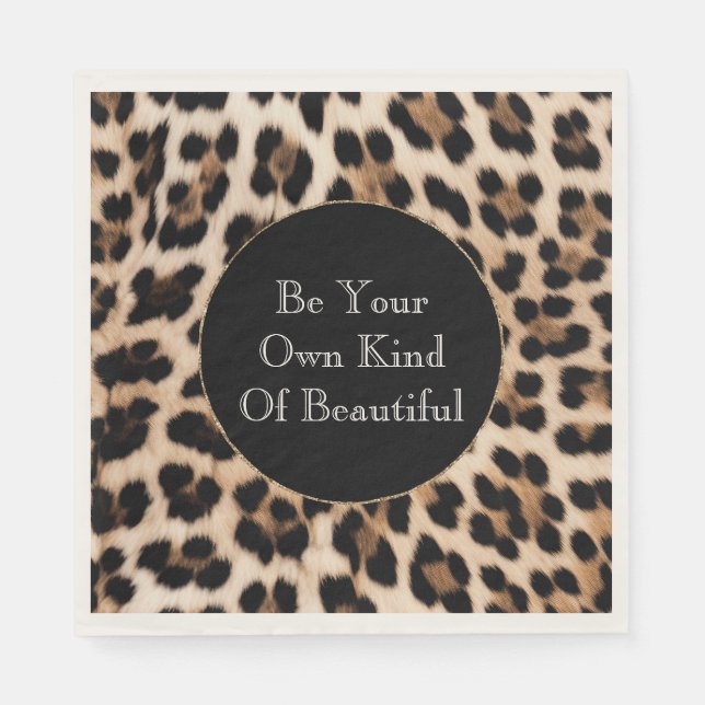 Servilleta De Papel Estampado Leopardo Marrón Negro Cremoso (Anverso)