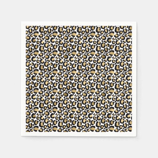 Servilleta De Papel Estampado leopardo negro dorado (Anverso)