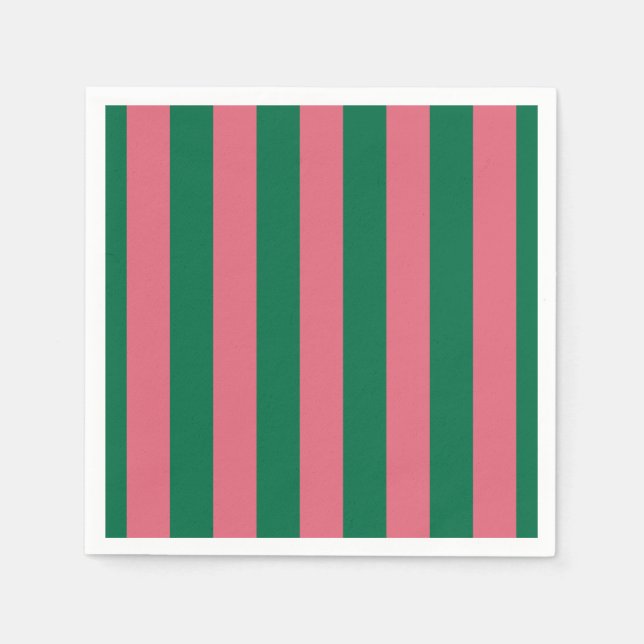 Servilleta De Papel Estampilla verde rosa rosada (Anverso)