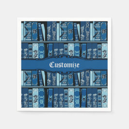 Servilleta De Papel Estantes de libros azules libros antiguos