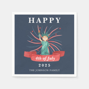 Servilleta De Papel Estatua de la Libertad Azul Feliz 4 de Julio