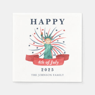 Servilleta De Papel Estatua de la Libertad linda Feliz 4 de Julio