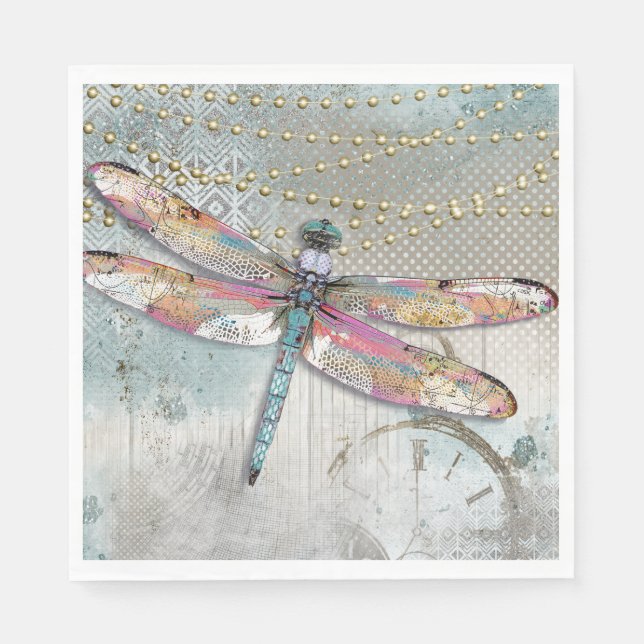 Servilleta De Papel Este Es Su Tiempo Dragonfly Napkin (Anverso)