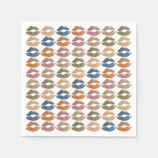 Servilleta De Papel Estilizados Labios Coloridos #17 (Anverso)