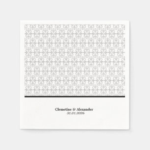 Servilleta De Papel Estilo Art Deco Elegante en Blanco y Negro