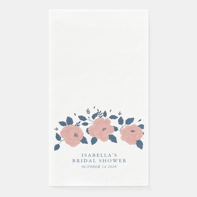 Servilleta De Papel Estilo azul jardín flor personalizado ducha nupcia (Anverso)