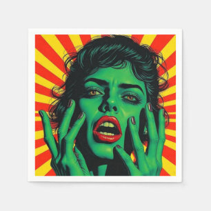 Servilleta De Papel Estilo de arte pop femenino retro