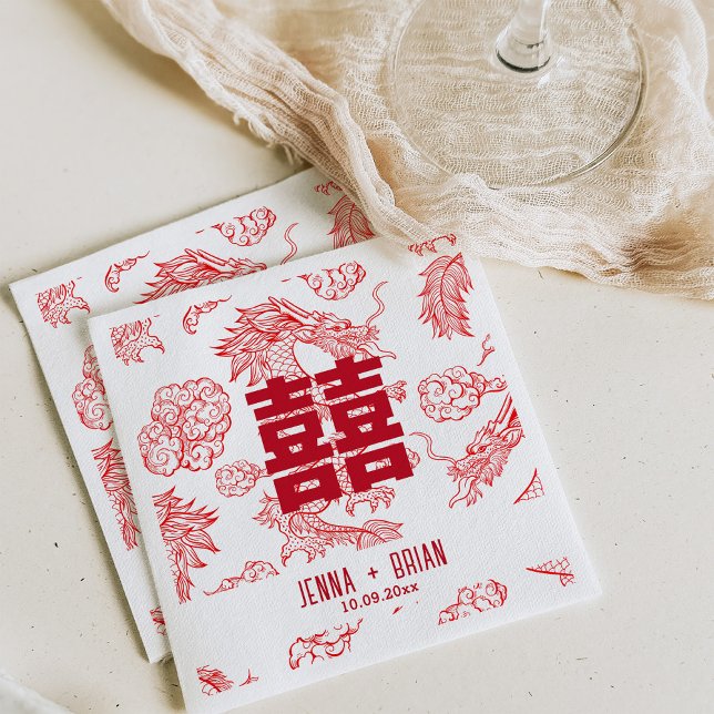 Servilleta De Papel Estilo Dragon Doble Felicidad Símbolo Estilo Blanc (Subido por el creador)