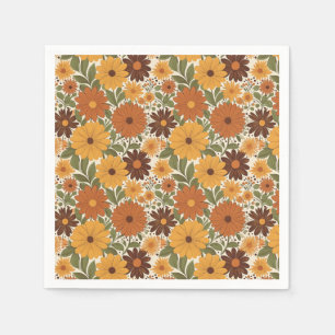 Servilleta De Papel estilo floral/flor vintage de los 70