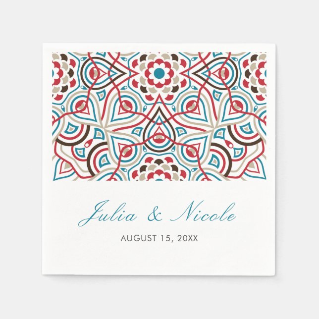 Servilleta De Papel Estilo geométrico parquear Boda metálico de cobre (Anverso)