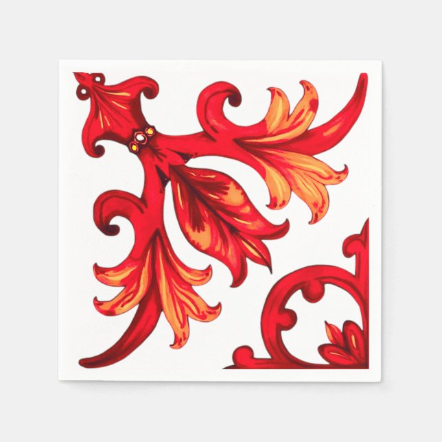 Servilleta De Papel Estilo italiano,mosaico,rojo (Anverso)