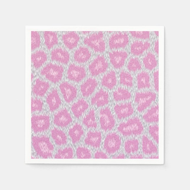 Servilleta De Papel Estilo Leopardo de la nieve - Rosa Plata (Anverso)