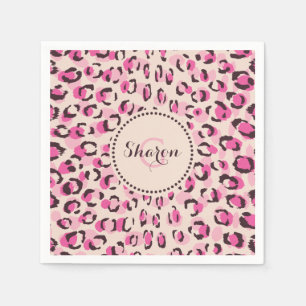 Servilleta De Papel Estilo moderno en estampado de leopardo rosa con m