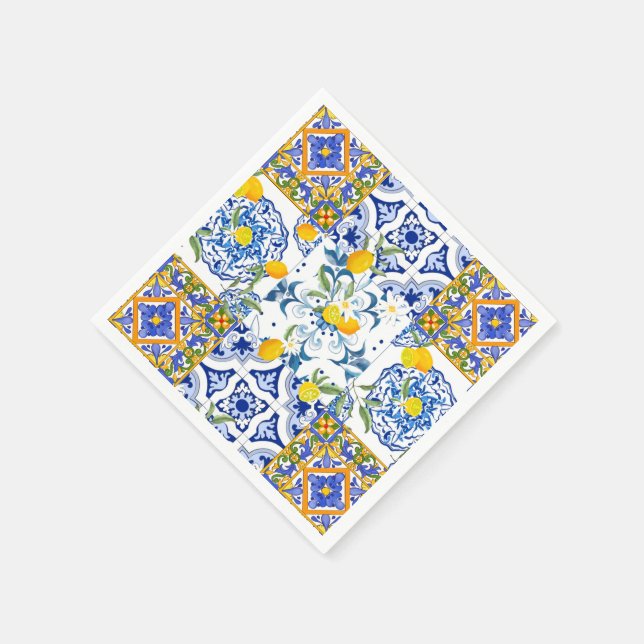 Servilleta De Papel Estilo siciliano, arte de verano (Borde)