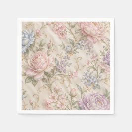 Servilleta De Papel Estilo Vintage Shabby Chic Rosa Peonía Floral