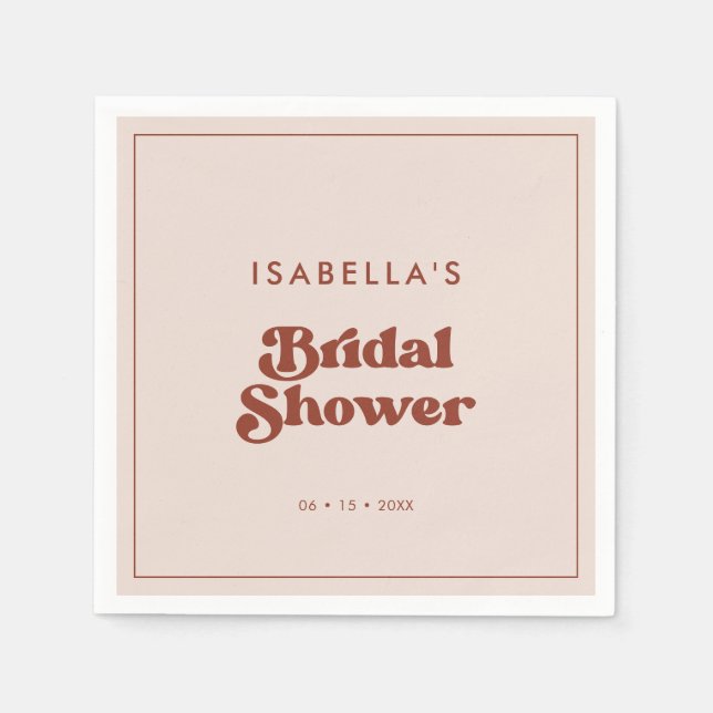 Servilleta De Papel Estiloso retro Peach Pink Bridal Shower (Anverso)