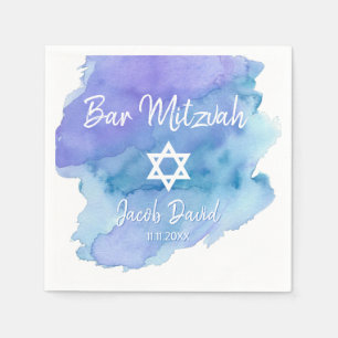 Servilleta De Papel Estrella azul de la acuarela de David Bar Mitzvah