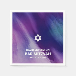Servilleta De Papel Estrella azul púrpura moderna David Bar Mitzvah He