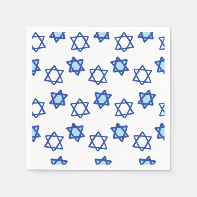Servilleta De Papel Estrella azul y blanca de David Pattern Festividad (Anverso)