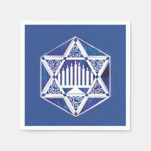 Servilleta De Papel Estrella blanca de filigrana menorah Hanukkah