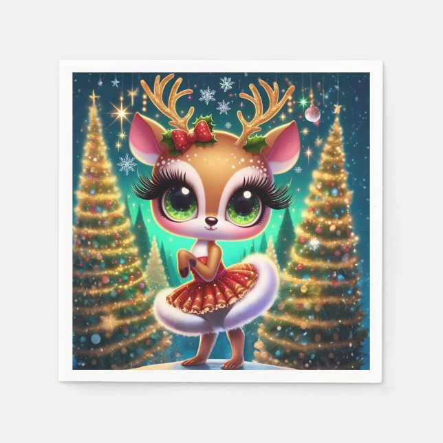 Servilleta De Papel Estrella de Ballet Navideño Reno (Anverso)