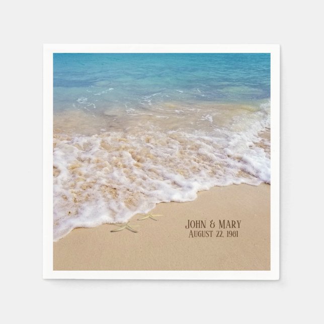 Servilleta De Papel Estrella de boda Aniversario (Anverso)