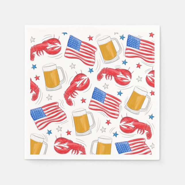 Servilleta De Papel Estrella de Cerveza de Bandera Patriótica American (Anverso)