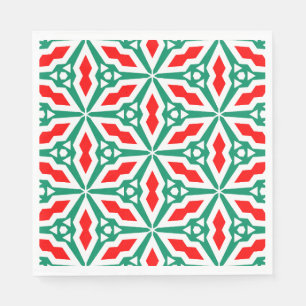 Servilleta De Papel Estrella de copo de nieve rojo y verde para Navida