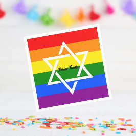 Servilleta De Papel Estrella de David con bandera arcoiris gay judía