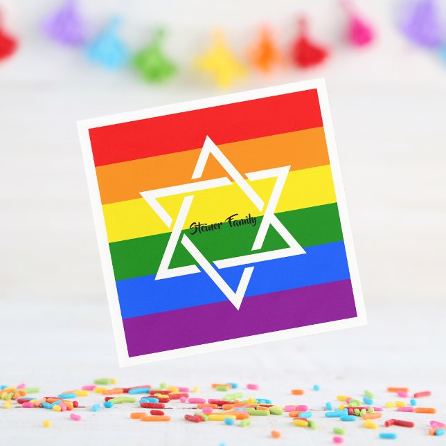 Servilleta De Papel Estrella de David con bandera arcoiris gay judía (Subido por el creador)