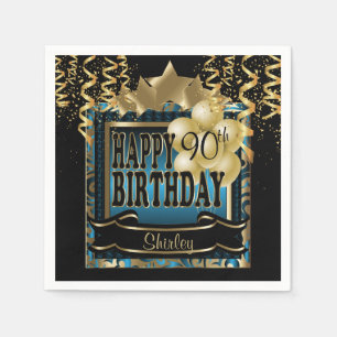 Servilleta De Papel Estrella de la fiesta de cumpleaños   Blue Metalli