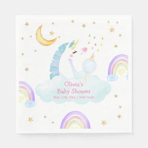 Servilleta De Papel Estrella de la luna del arcoiris colorida Unicorn 