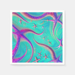 Servilleta De Papel Estrella de mar azul verdoso y púrpura Playero 