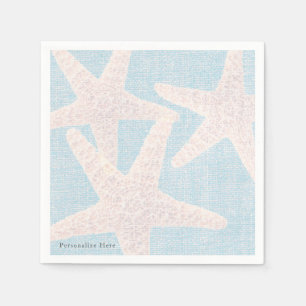 Servilleta De Papel Estrella de Mar Blanca y Arpillera Azul Recepción 
