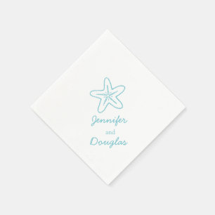 Servilleta De Papel estrella de mar boda aqua blanco azul papel servil