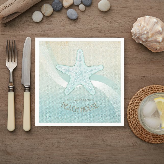 Servilleta De Papel Estrella de mar Casa de Playa Aqua Azul ID623 (Subido por el creador)