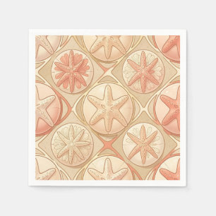 Servilleta De Papel Estrella de mar coral de melocotón y dólar de aren