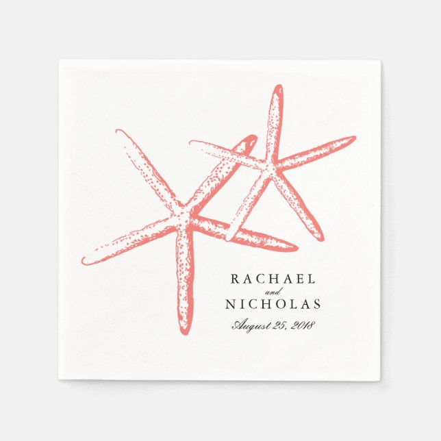 Servilleta De Papel Estrella de mar delgada | Boda (Anverso)