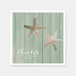 Servilleta De Papel Estrella de Mar Dorada y Madera Fiesta de Playa Pe