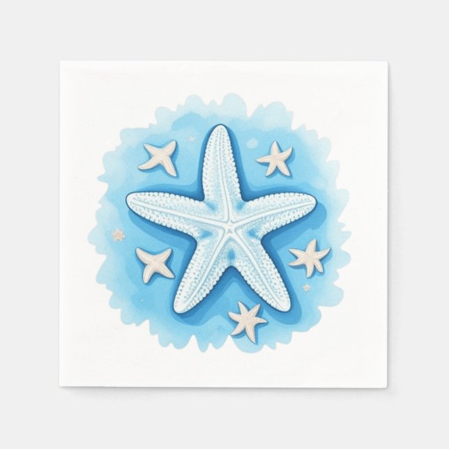 Servilleta De Papel Estrella de mar en azul (Anverso)