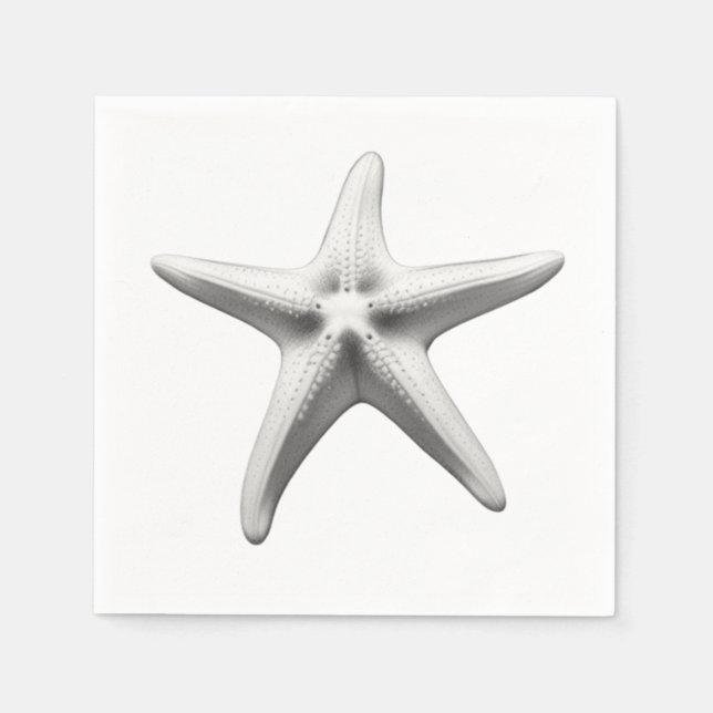 Servilleta De Papel Estrella de mar en blanco y negro (Anverso)