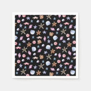 Servilleta De Papel Estrella de mar y concha de verano azul y púrpura 