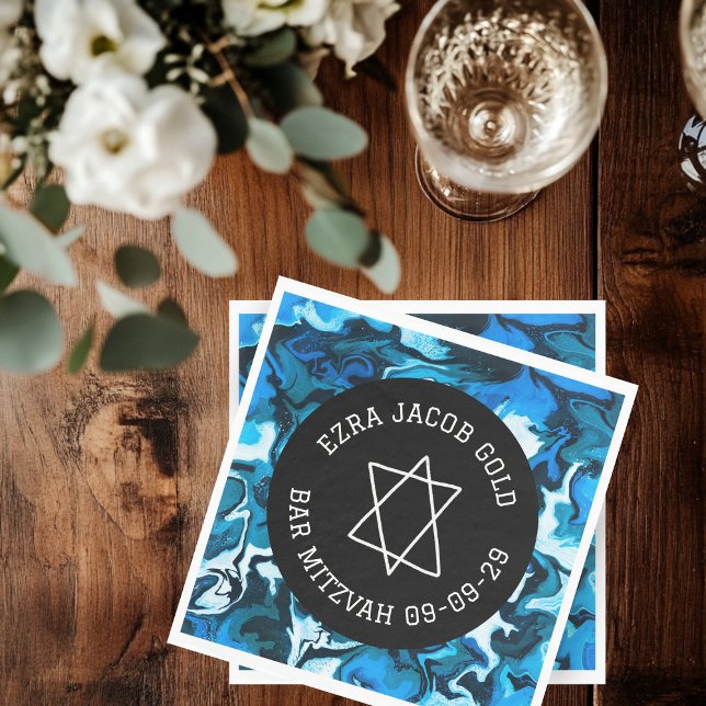 Servilleta De Papel Estrella de Mármol de David Personalizado B'nai Ba (Marble Star of David Custom B'nai Bat Bar Mitzvah Napkins
)