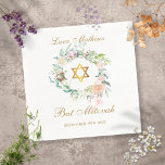 Servilleta De Papel Estrella de Oro Bat Mitzvah de David Floral<br><div class="desc">Con una delicada acuarela de garland floral,  esta servilleta de moda Bat Mitzvah se puede personalizar con sus detalles especiales para eventos. Diseñado por Thisisnotme©</div>