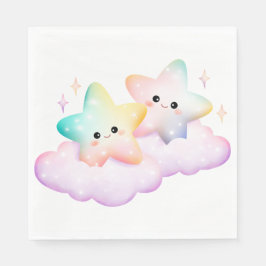 SERVILLETA DE PAPEL ESTRELLA DE SONRISA COLOR PASTEL Y NUBES