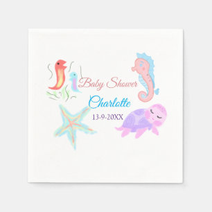 Servilleta De Papel Estrella de tortuga de caballos de mar acuarela be