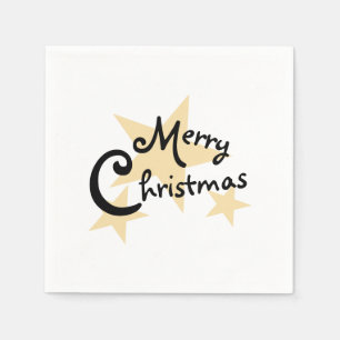 Servilleta De Papel Estrella dorada Feliz Navidad en blanco