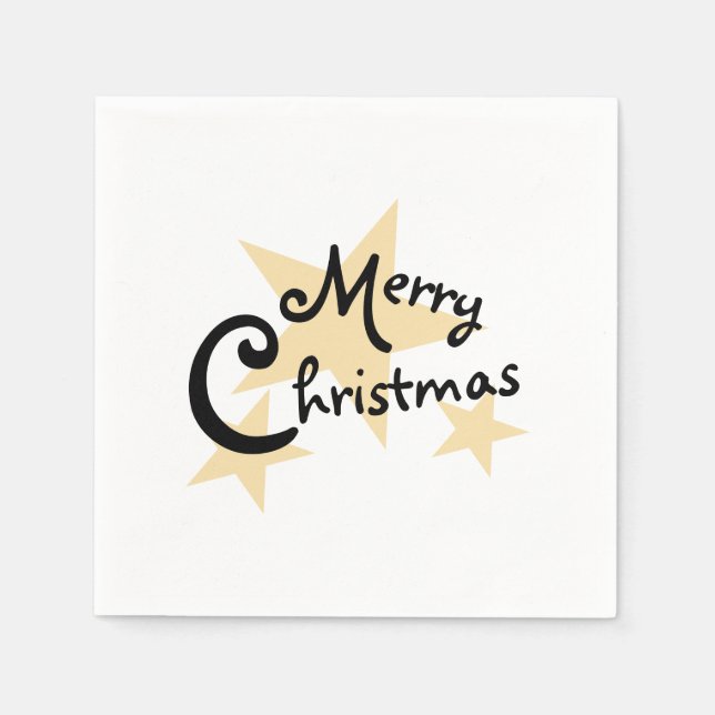 Servilleta De Papel Estrella dorada Feliz Navidad en blanco (Anverso)