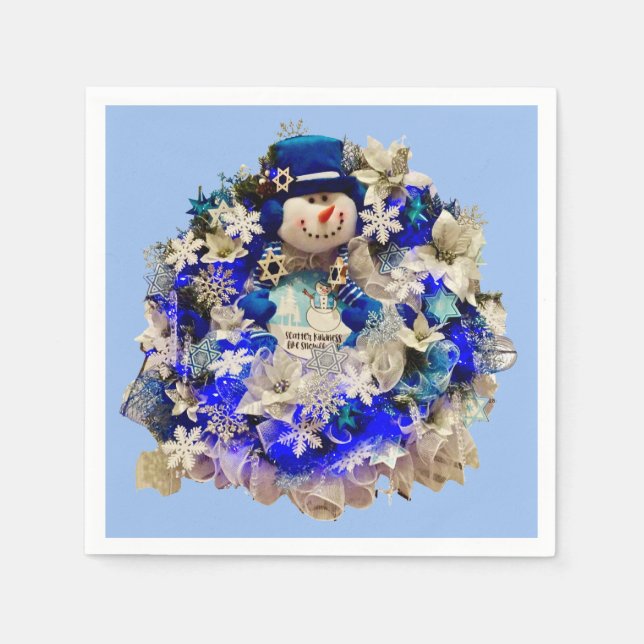 Servilleta De Papel Estrella Hanukkah moderna de David Snowman Wreath (Anverso)